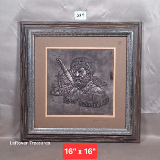 b9- 1976 sterling silver relief wall sculpture titled "The Frontiersman" by artist Gordon Phillips signed