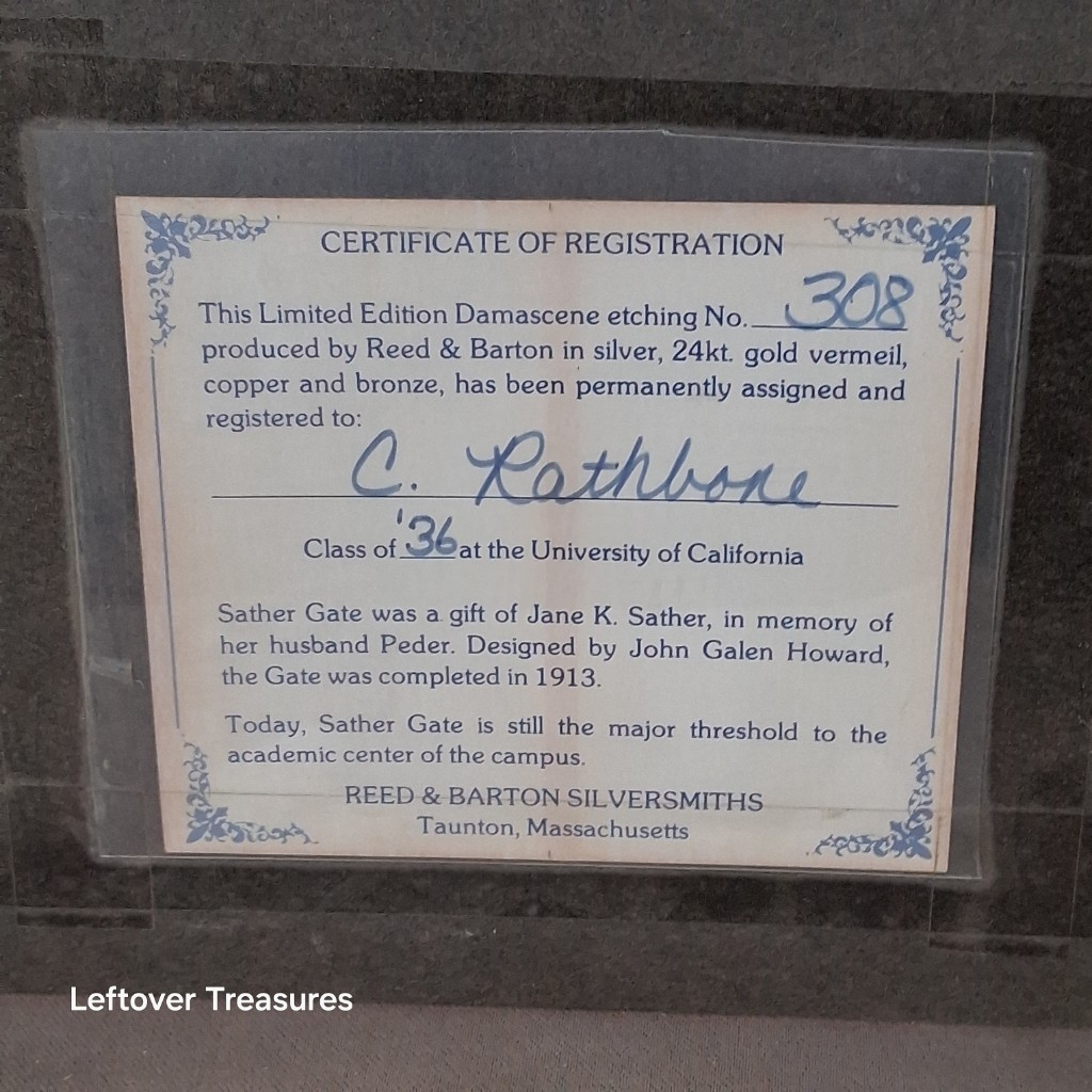b29- limited edition Damascene University of California's Sather Gate by Reed & Barton - Image 5