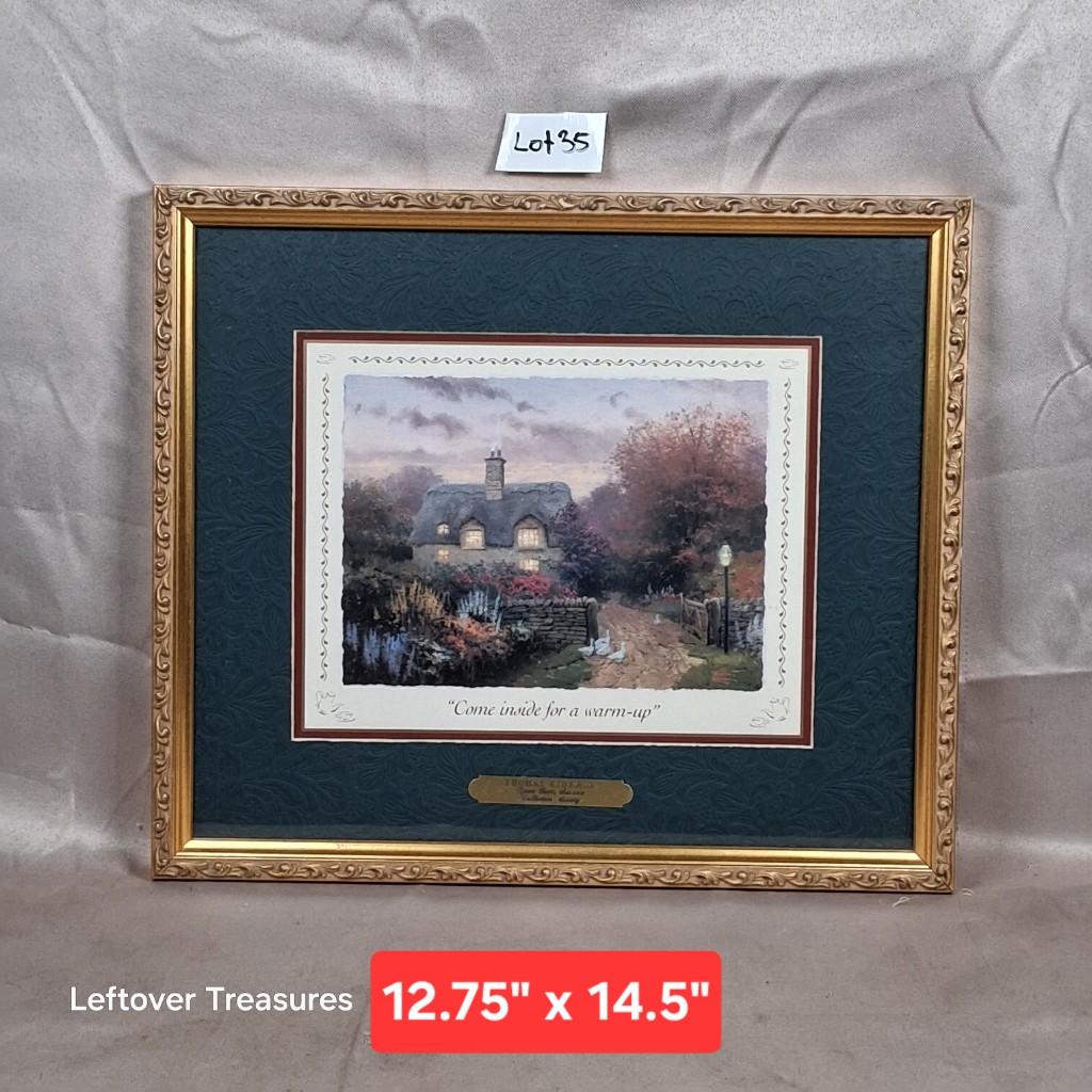 b35- "Come Inside for a Warm-up" print by Thomas Kinkade