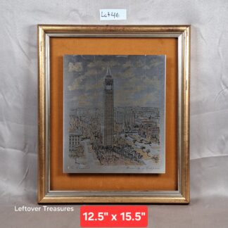 b46' vintage Reed & Barton framed damascene etching UC Berkeley Campanile tower