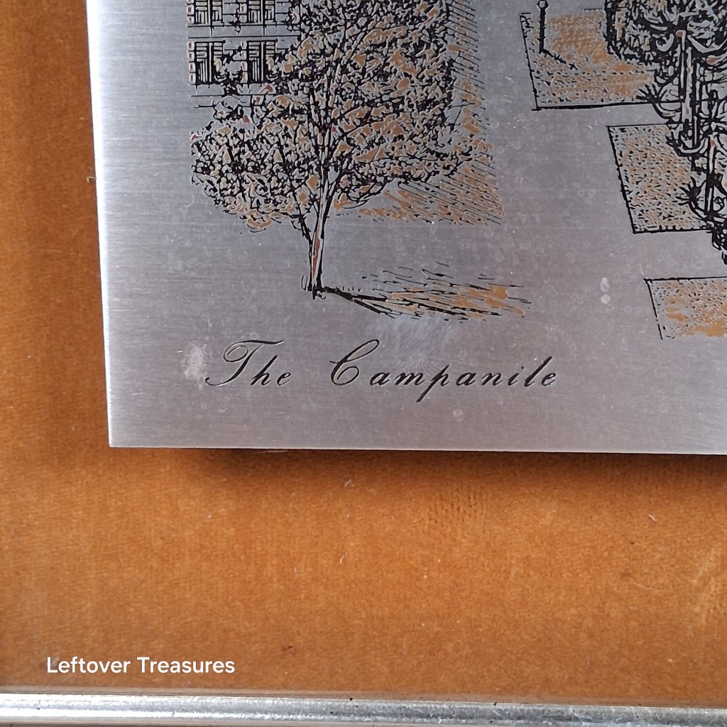 b46' vintage Reed & Barton framed damascene etching UC Berkeley Campanile tower - Image 3