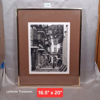 b64- scenic street in New Orleans black and white lithograph by unknown