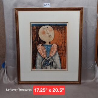 b73- "Girl with Birdcage" lithograph by G. Rodo Boulanger