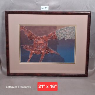 b74- "Freedom Flight" block print by Jeanette Estrada