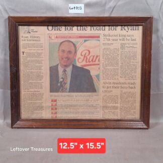 b103- framed Nolan Ryan newspaper