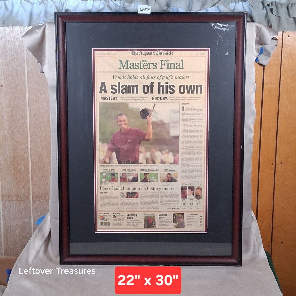 b120- "A slam of his own" Tiger Woods newspaper