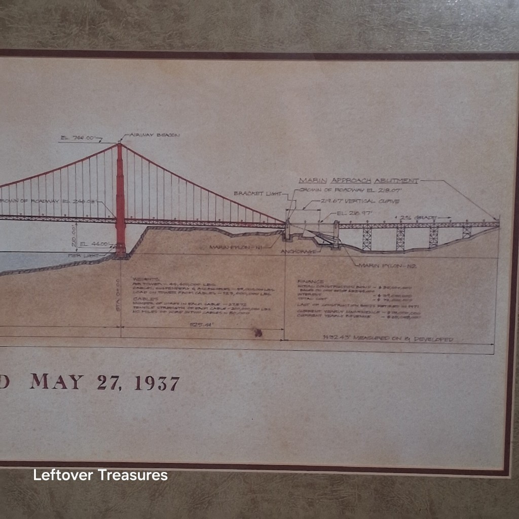b134- Architectural rendering of the Golden Gate Bridge detailed by Joseph B Strauss - Image 2