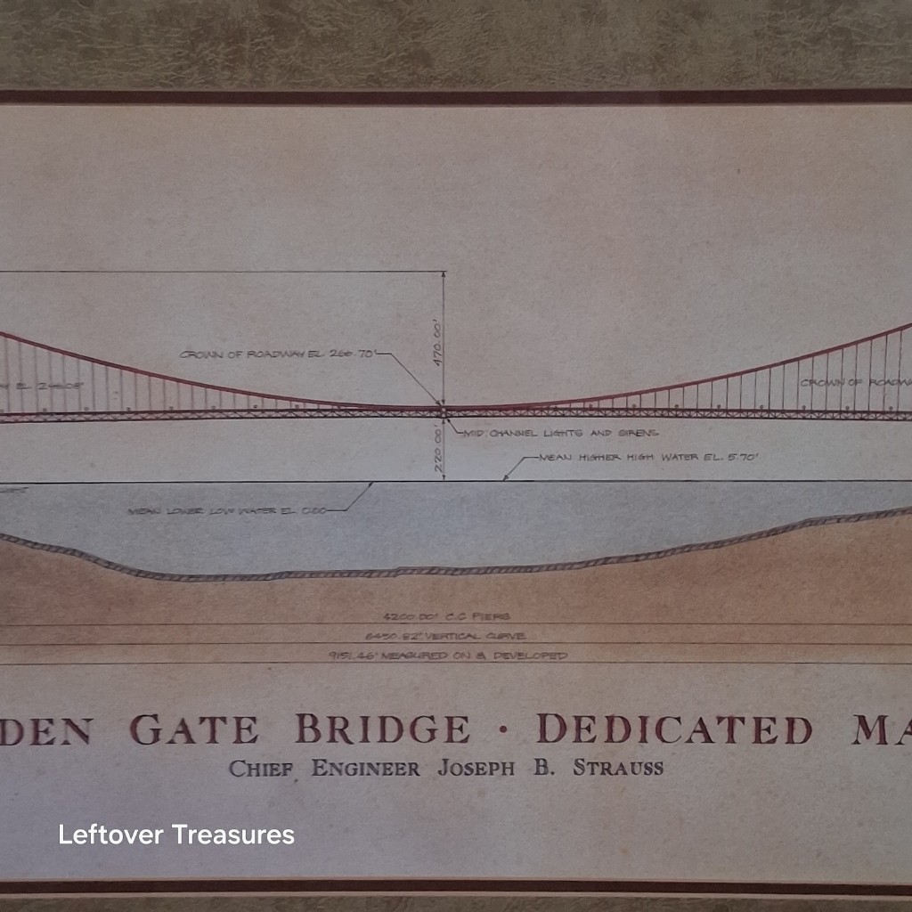 b134- Architectural rendering of the Golden Gate Bridge detailed by Joseph B Strauss - Image 4