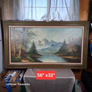 b143- vintage mountain lake oil painting by unknown