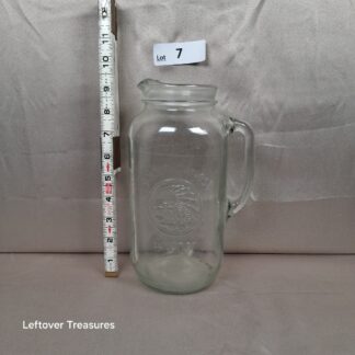 a7- vintage Golden Harvest clear glass mason jar style pitcher