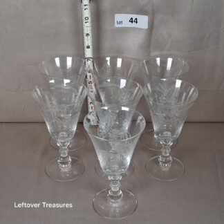 a44- Fostoria Camellia crystal water goblet set