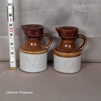 a47- vintage stoneware oil and vinegar cruets