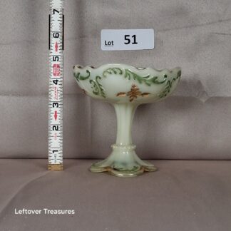a51- vintage Northwood Intaglio Custard Glass Footed Jelly Compote