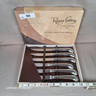 a80- vintage Rogers Cutlery 6-piece pistol handle steak knife set