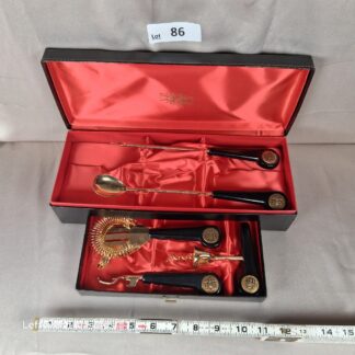 a86- vintage gold plated bar tool set