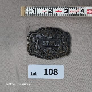 a108- personalized brass "stan: belt buckle