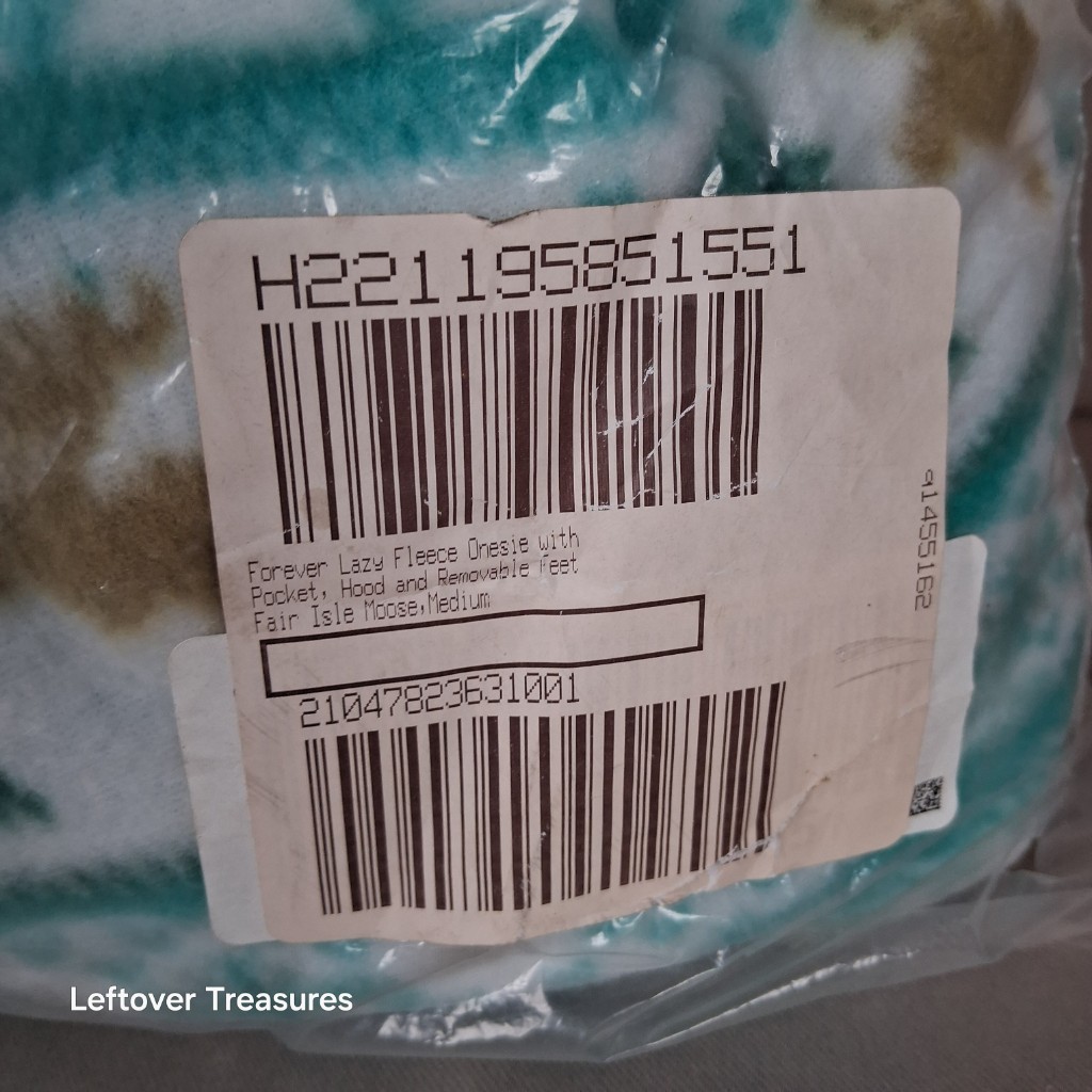 a121- forever lazy moose fleece onsie with pocket, hood and removeable feet (M) - Image 2