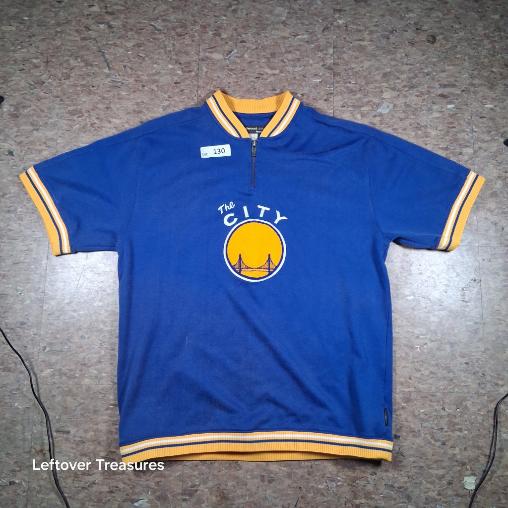 a130- vintage Reebok Hardwood Classics Golden State Warriors "The City" warm-up jersey large