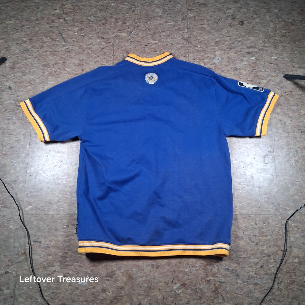 a130- vintage Reebok Hardwood Classics Golden State Warriors "The City" warm-up jersey large - Image 3