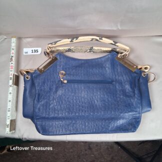 a135- dark blue faux crocodile-embossed handbag