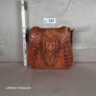 a137- vintage taxidermy-style alligator head handbag