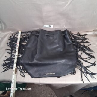 a138- Victoria's Secret black faux leather backpack