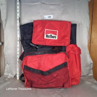a142- vintage red and black Marlboro Adventure Team backpack