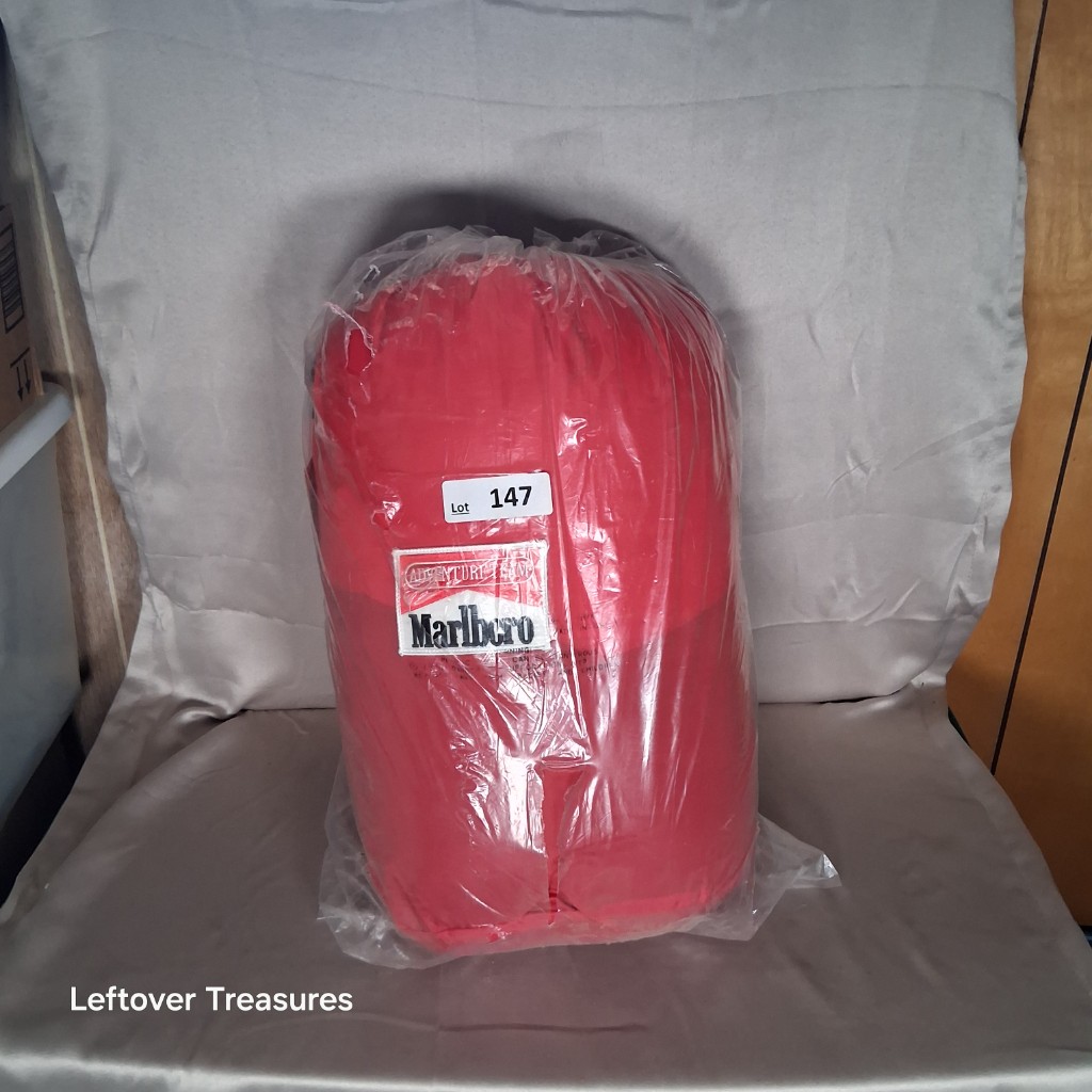 a147- vintage sealed Marlboro Adventure Team sleeping bag