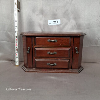 a212- vintage 1970s wooden jewelry armoire