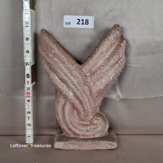 a218- art deco textured coral pink flower vase