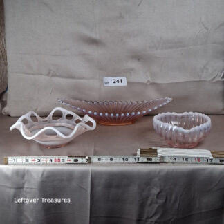 a244- vintage Fostoria Heirloom/Fenton pink opalescent bowls