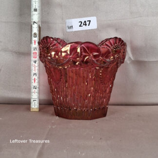 a247- vintage cranberry flashed glass planter
