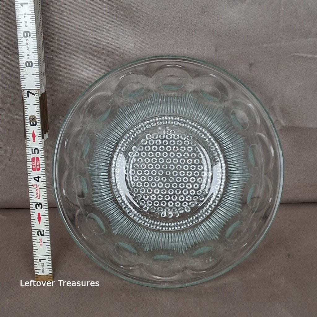 a257- vintage clear glass serving bowl manhattan thumbprint pattern - Image 2