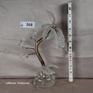 a268- Rare Vintage Art Deco Glass Palm Tree Sculpture Centerpiece