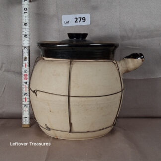 a279-  antique medium Japanese earthenware cooking pot
