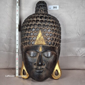 a281- hand-carved wooden Buddha wall mask