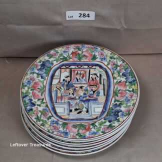 a284- Famille Rose porcelain plates x7