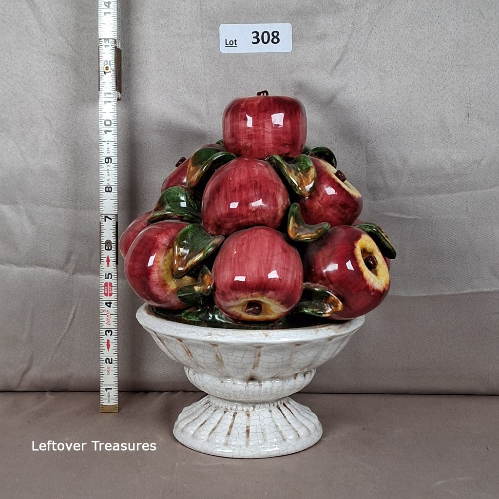 a308- country hutch ceramic apple centerpiece