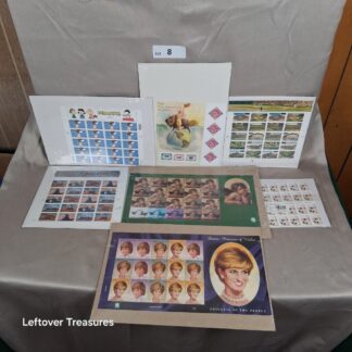 c8- Collection of 7 USPS Mint Stamp Sheets Peanuts Trains Baseball Angels Diana