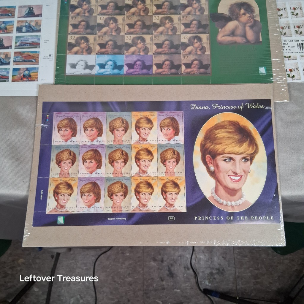 c8- Collection of 7 USPS Mint Stamp Sheets Peanuts Trains Baseball Angels Diana - Image 5
