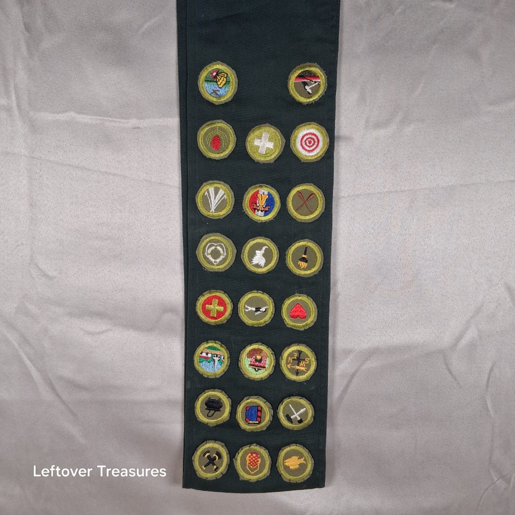 c11- Boy Scouts of America Merit Badge Sash with Garrison Cap Vintage - Image 2