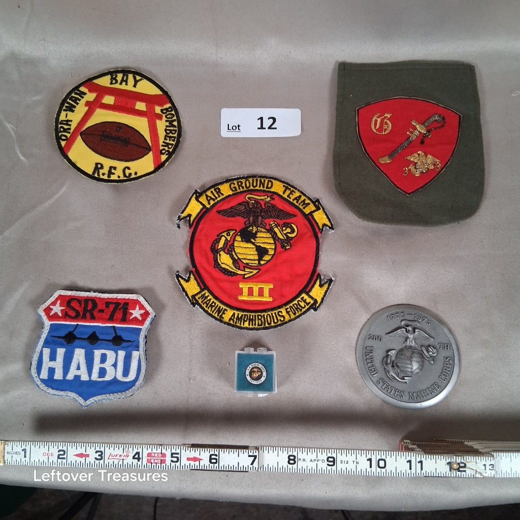 c12- Group of 6 US Marine Corps Military Patches Pins and Medallion SR-71 Habu