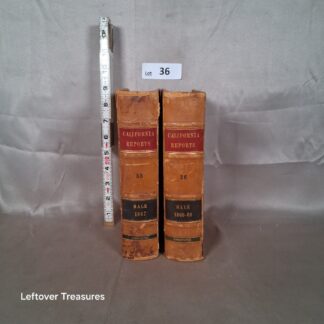c36- Pair of California Reports Leather Bound Law Books Volumes 33 and 36 Hale