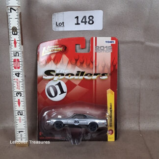 c148- Johnny Lightning The Spoilers 01 1970 Ford Mustang Mach 1 Silver Tomy 2012 NIP
