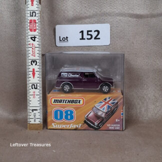 c152- Matchbox Superfast 08 '65 Austin Mini Van Purple Union Jack Roof Acrylic Box NIB