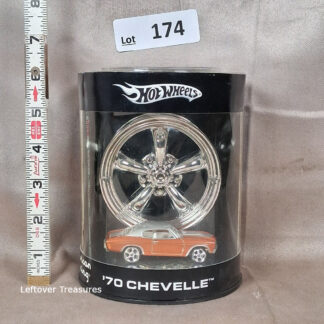 c174- Hot Wheels American Racing Custom '70 Chevelle Orange/Silver Chrome Wheel Display