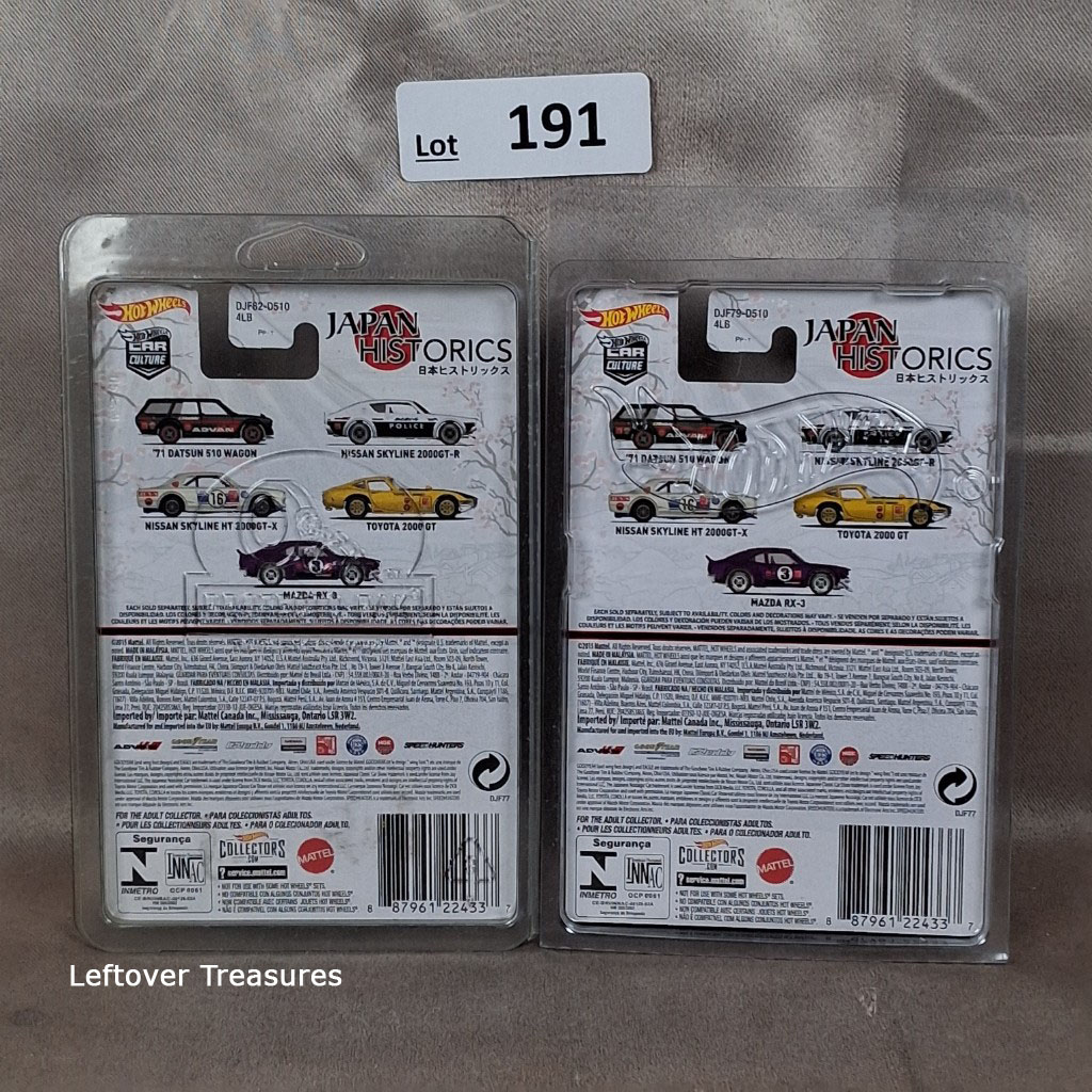 c191- Hot Wheels Japan Historics 2-Car Lot Nissan Skyline 2000GT-X Toyota 2000GT - Image 2