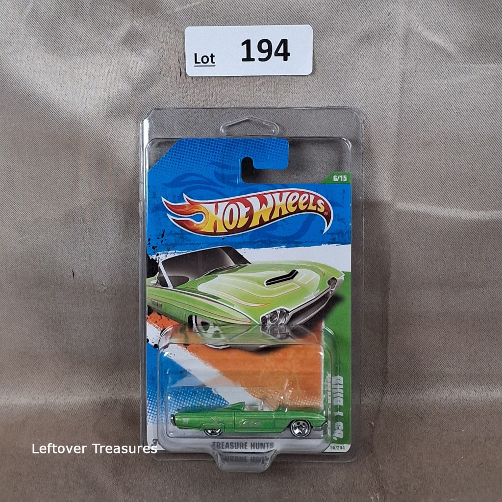 c194- Hot Wheels 2012 Treasure Hunt '63 Ford Thunderbird Lime Green 6/15 NIP