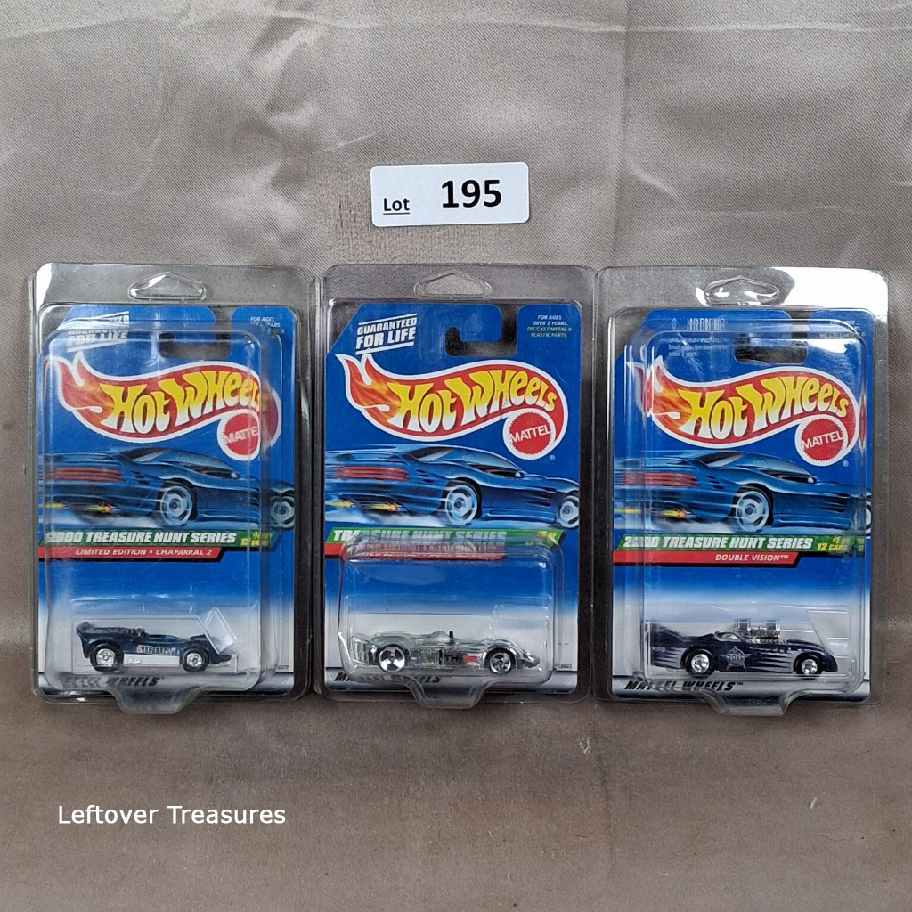 c195- Hot Wheels 2000 Treasure Hunt Series 3-Car Lot Chaparral 2 Pikes Peak Double Vision