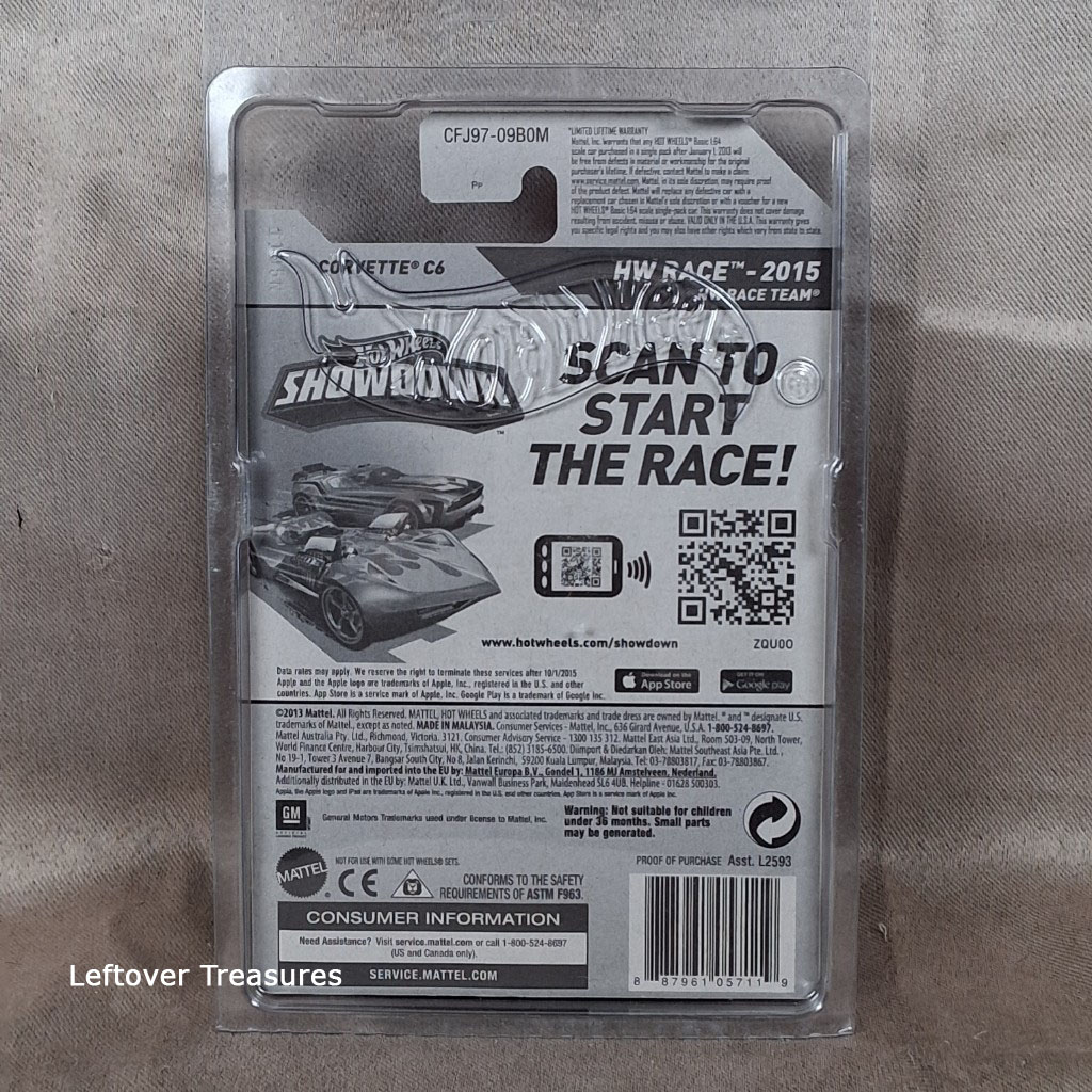 c198- Hot Wheels HW Race Corvette C6R Black Blue Orange Stripe 32 Best For Track NIP - Image 2